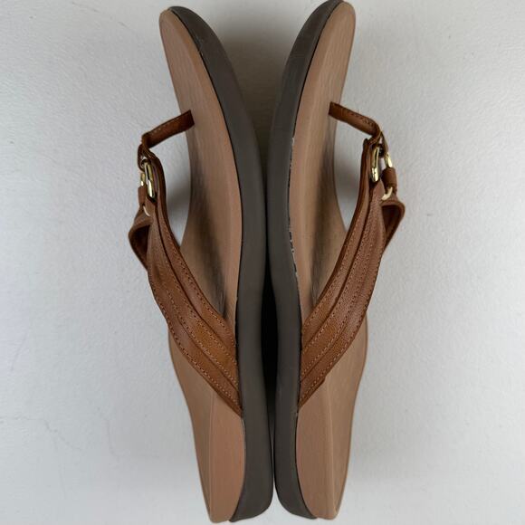 Vionic Women's Aloe Flip Flop Sandal Leather Mocha Size 10 - Picture 5 of 7